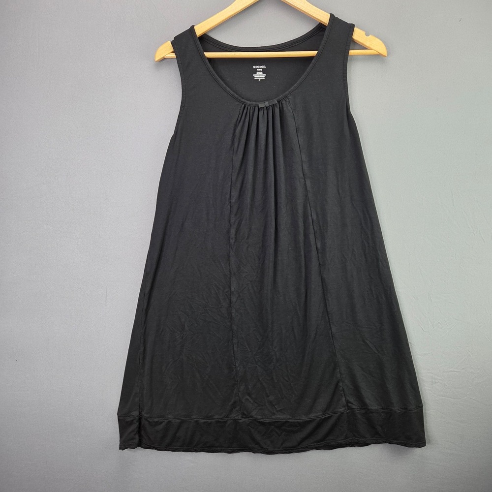 George Sleepwear Nightgown M 8-10 Black Sleeveless Pleated Rayon Spandex Soft